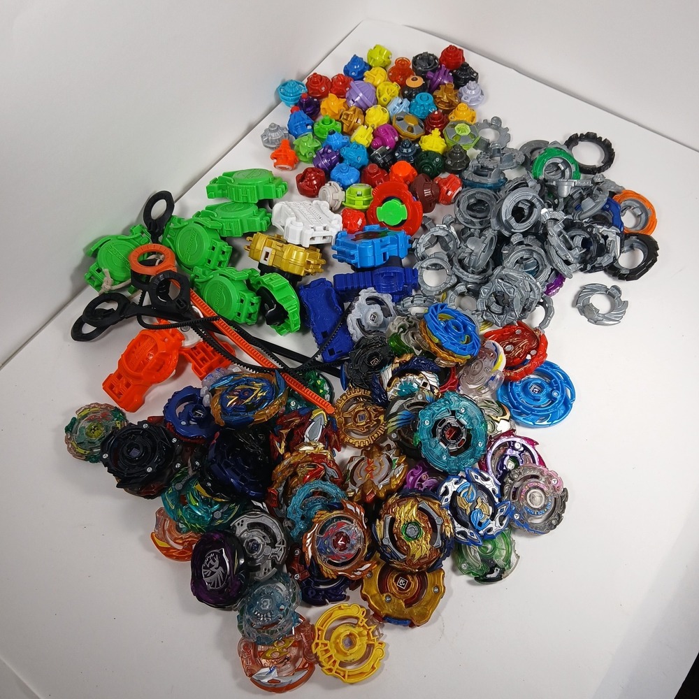 Huge Beyblade Lot Spinners, Rip Cords, Launchers, Parts Read